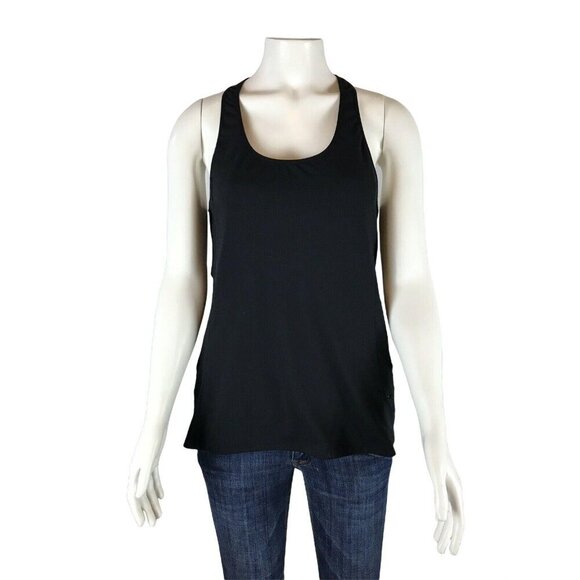 Fabletics Eiffel Tank Top Womens Size Medium Racerback Stretch Embroidered Black - Picture 1 of 5